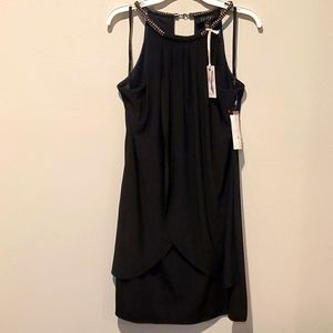 Jessica Simpson Black Beaded Neckline Sleeveless Dress